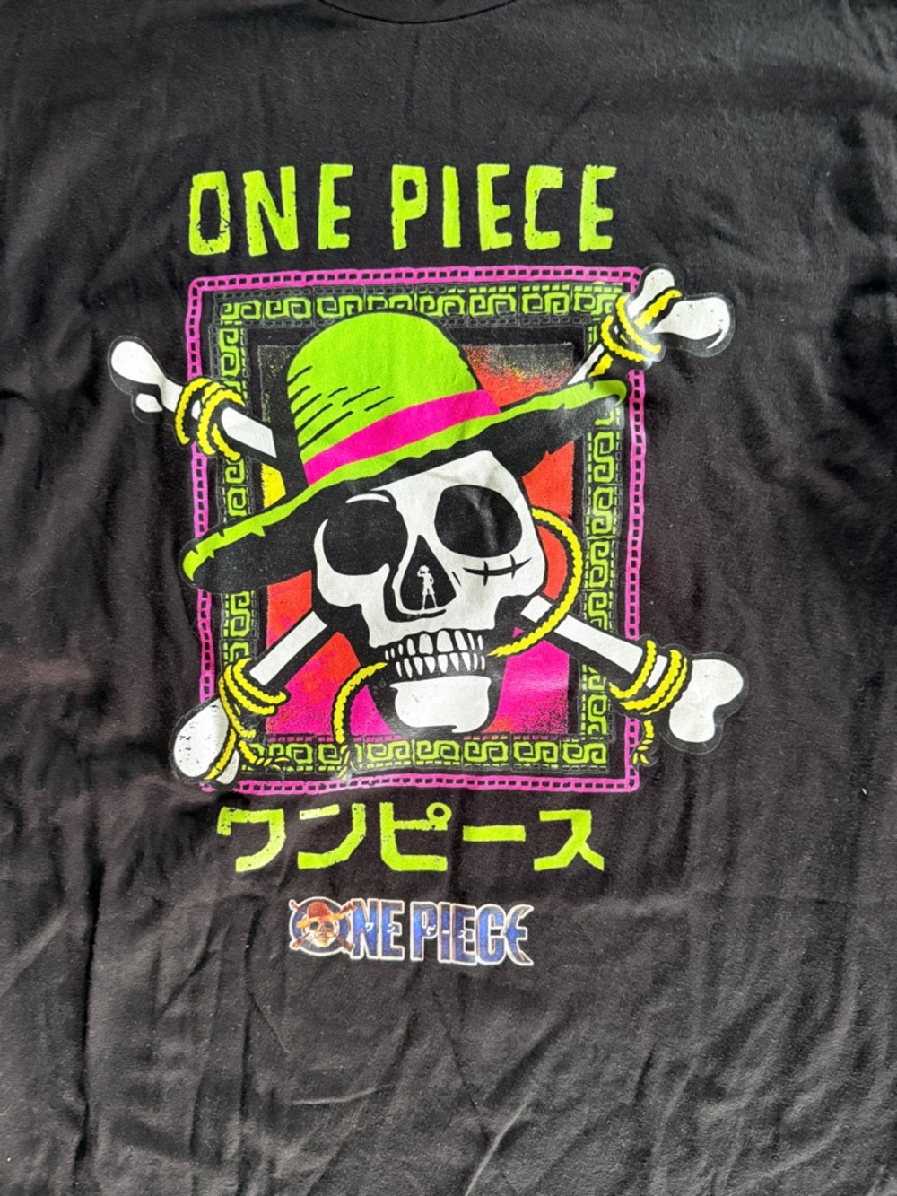 Onepiece Men's Black Graphic Tee with Neon Skull Logo - Picture 3 of 7